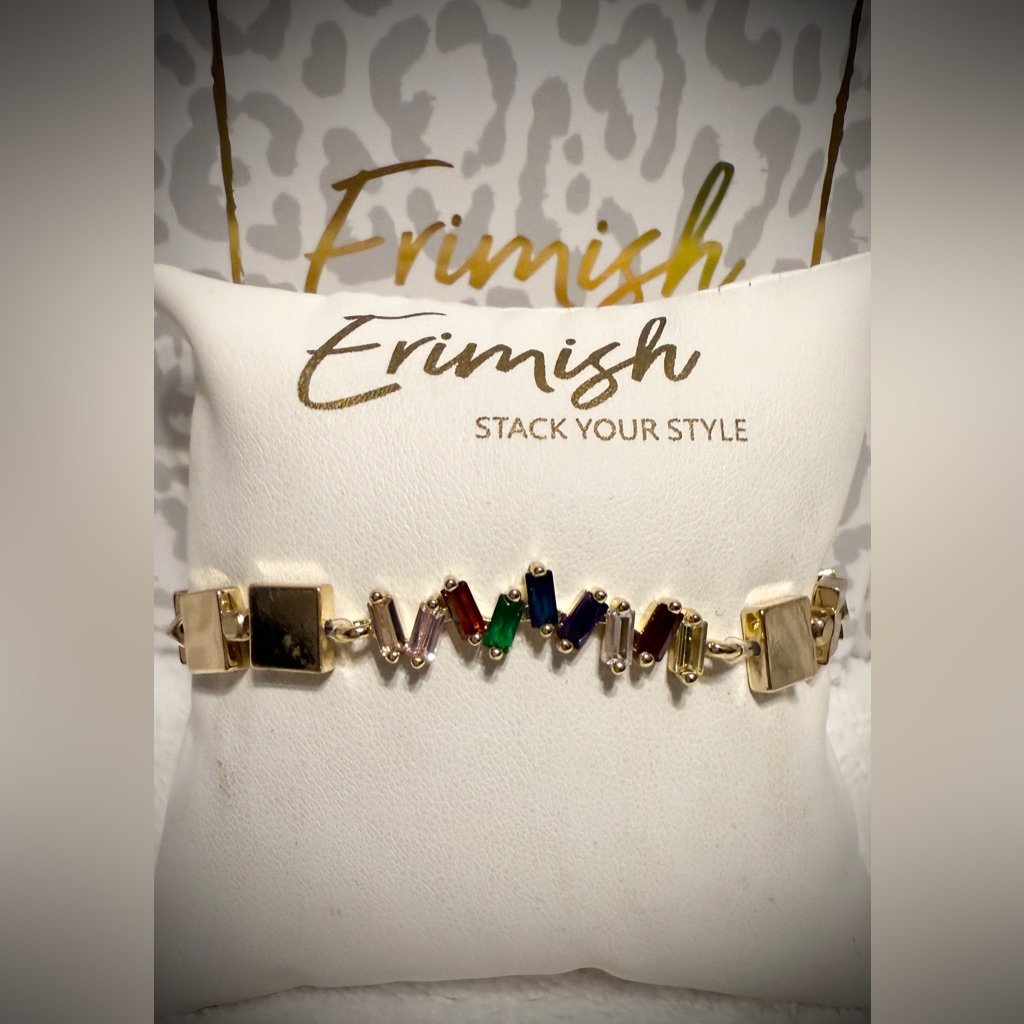 New Erimish Bracelets - Multi Crystal Baguettes & Square Gold